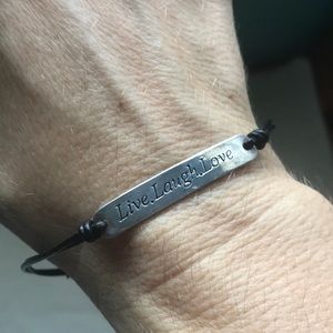 BCBG MaxAzria Live Laugh Love silver bracelet